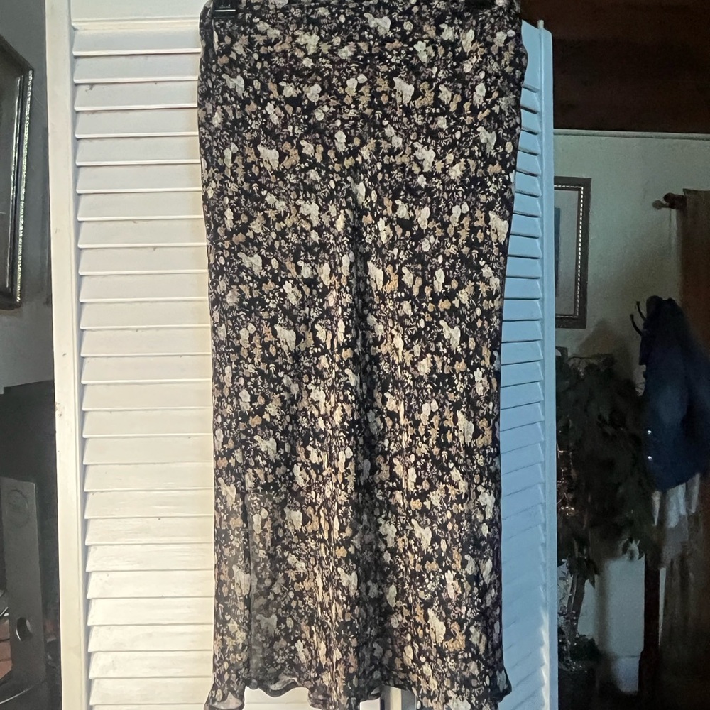 FUMBLIN’foe Black and Tan Maxi Slip Skirt -like new!